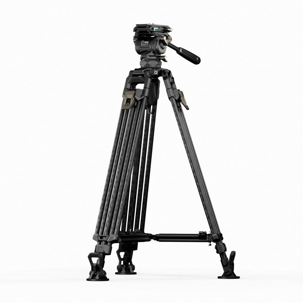 Tilta  75mm Cine Fluid Head with 2-Stage One Touch Carbon Fiber Tripod Legs (8KG) - Space Gray