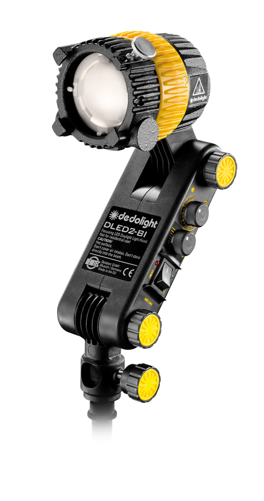 Dedolight DLED2 LED light head with electronics, bicolor, NPF battery holder, barn door, DLPS12-30 power supply