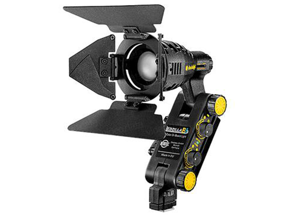 Dedolight Ledzilla bicolor, Focusable onboard LED light with 8-leaf barn door. 6-18V DC input. Separate battery shoe or mains power supply DLPS-12 required.