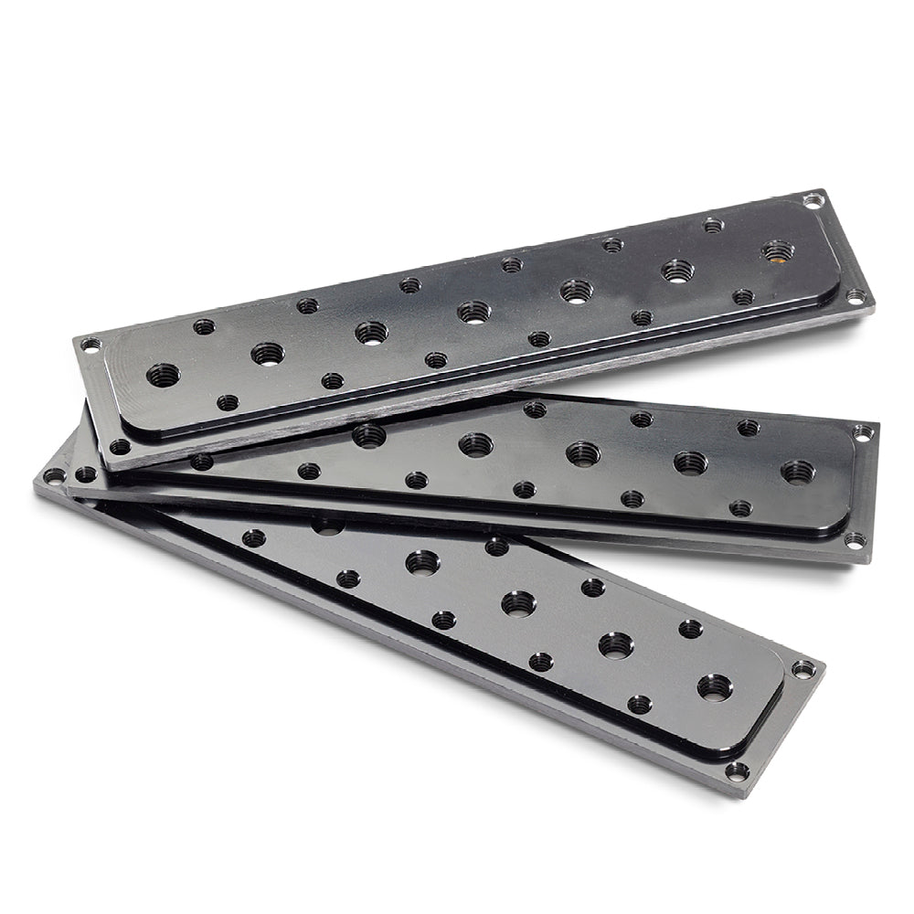 Conecarts Threaded metal plate for CONECARTS Rocket cart with 7x threads 3/8-16 and 12x threads 1 /4-20, black anodized aluminum