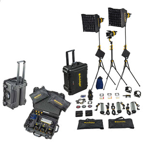 Dedolight Hard case kit with 3x DLED7 daylight LED lights, soft boxes, DP1.1 and accessories (European cable)